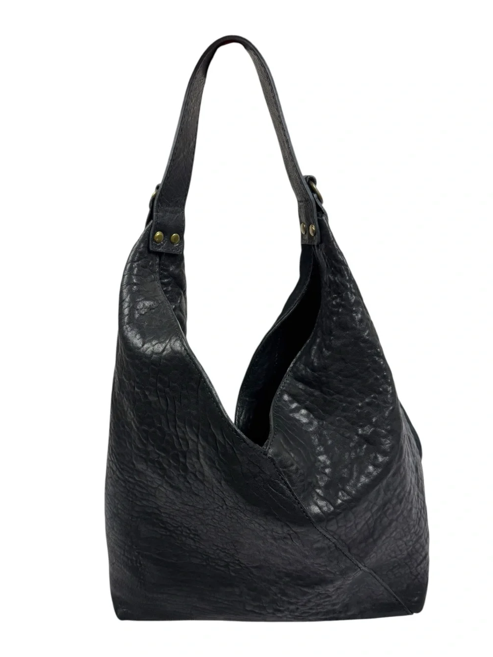 Sundance Origami Suede and textured Leather Hobo Style Shoulder Bag Black